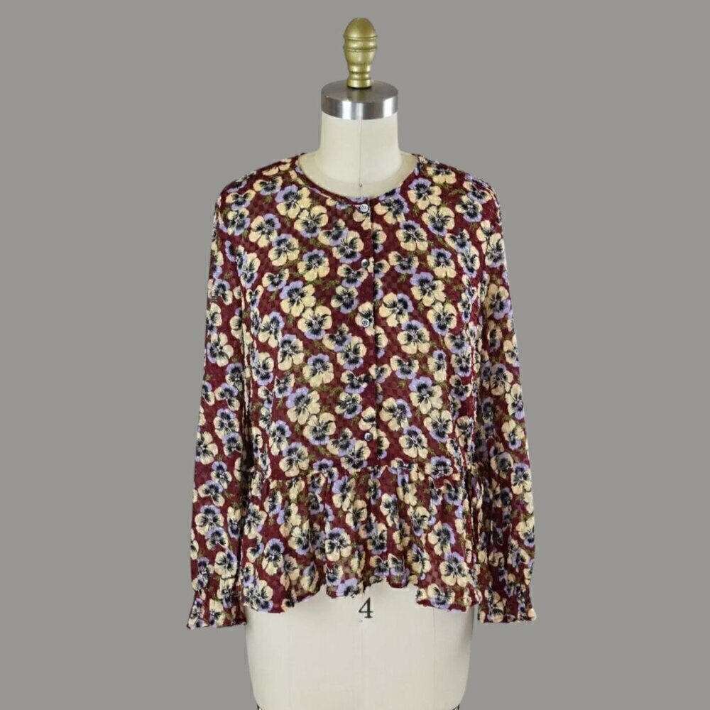 MADEWELL VIOLA FLORAL RUFFLE HEM BLOUSE